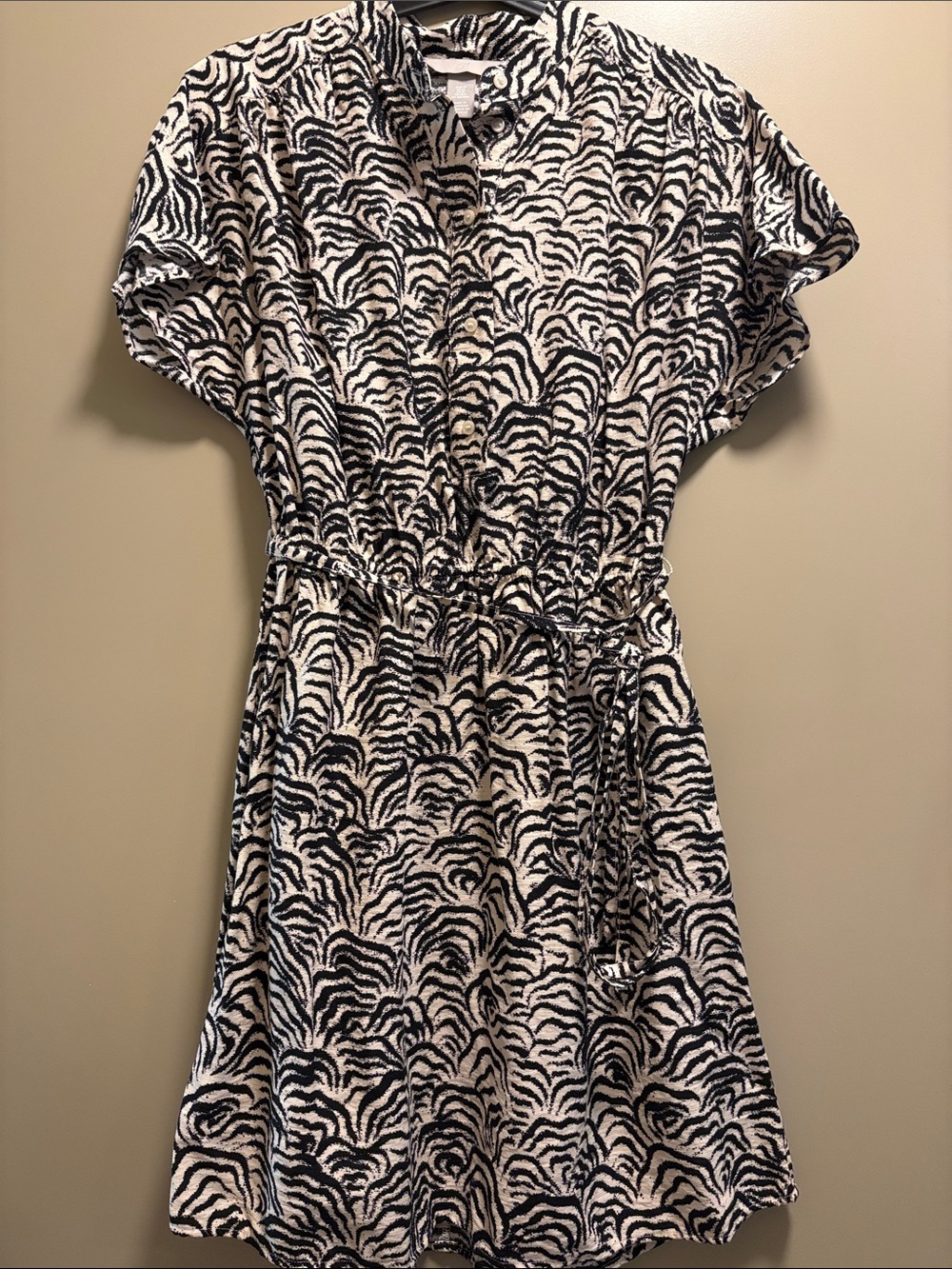 H&M Black and White Mini Shirt Dress